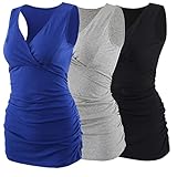 COLOMI Damen Umstandsoberteile Ärmellos Stillshirt Umstandsshirt V-Neck Nursing...