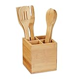 Relaxdays Besteckständer, 4 Fächer, Bambus Küchenutensilienhalter f. Besteck,...