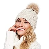 ELIMELI® Damen Winter Mütze warme Strickmütze Wintermütze mit Bommel Slouch...