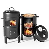 Warmiehomy Räucherofen 3 in 1, Räuchertonne Smoker Grill Holzkohlegrill mit...