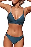 CUPSHE Damen Bikini Set Triangel Breites Unterbrustband Gerippte Bademode...