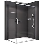 BERNSTEIN Duschkabine 90 x 120 x 195 cm, Eck-Dusche mit Schiebetür,...
