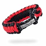 LIFE IS SIMPLE | Paracord Survival Armband | FIREFIGHTER rot, schwarz |...