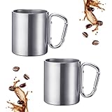 Westmark 2 Edelstahltassen mit Karabinerhaken – Praktische Camping-Tassen...