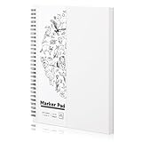 Marker Papier, 19.3 x 25.4cm Skizzenblock 200g/m² Skizzenbuch Blanko Malblock...