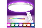 Oumida LED Deckenleuchte Dimmbar mit Fernbedienung, 24W RGB Farbwechsel RGB...