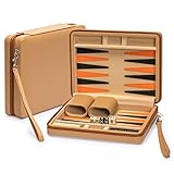 Yellow Mountain Imports Reisespielset Backgammon in Magnetischer Lederoptik,...