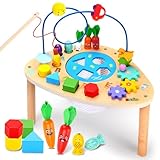 ZHUSI Aktivität Tisch für 1+Jahr, 6 in 1 hölzerne Montessori Spielzeug mit...