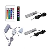 QLS LED RGB Set Glaskantenbeleuchtung Clip 12V mit Fernbedienung 16 Farben...