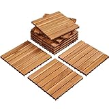 Yaheetech Holzfliesen Akazie 30x30 cm, 10er Set-0,96 m² Terrassenfliesen...