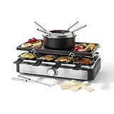 Petra 2-in-1 Raclette Grill & Fondue, Großer Teppanyaki für 8 Personen,...