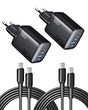 INIU 30W USB C Ladegerät 2-Pack, [USBC + USBA] Schnellladegerät mit Kabel, Gan...
