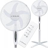U-SMILER Ventilator mit Fernbedienung, Standventilator sehr Leise 55W, 5...