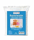 Glorex 6252105 6 2521 5 - Bastelwatte, 100 g, weiß, 100 % Polyester, waschbar...