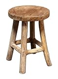 Spetebo Teak Blumenhocker 26 x 20 cm rund - natur/groß - Holz Pflanzen Hocker...