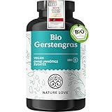 NATURE LOVE® Bio Gerstengras - 180 Kapseln - 500mg pro Kapsel - aus deutschem...