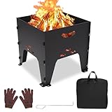 GFTIME Tragbarer Feuerschalen Feuerkörbe für Camping, Feuerstelle mit...