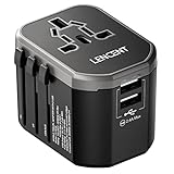 LENCENT Reiseadapter Weltweit Internationaler Reisestecker mit 2 USB Anschlüße...