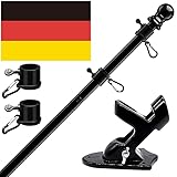 HORSE SECRET Schwarz Fahnenmast aus Aluminium Silber mit 180cm Fahnenmasthalter...