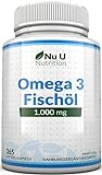 Omega 3 Fischöl 1000mg - 365 Softgelkapseln - Reines Fischöl aus Nachhaltigem...