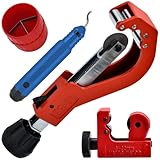 Rohrschneider Edelstahl Set 3-65mm mit Entgrater Vielseitiger Rohrabschneider...