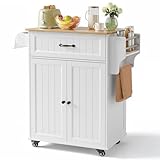 Bealife Küchenwagen mit Handtuchhalter und Gewürzboard, Kücheninsel auf...