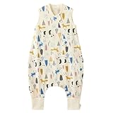Duomiaomiao Schlafsack mit füßen, Sommerschlafsack mit füßen,100% Musselin...