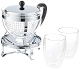 Bodum Chambord Set Teebereiter Rechaud 1,3 Liter Inlusive 2 Stück Doppelwand...