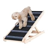 VEVOR Hunderampe 1m lang Hundetreppe mit 6 Querstangen Hundeautorampe aus...