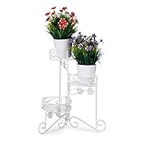 Relaxdays Blumenständer Metall, 3 Etagen, zum Klappen, dekorative Blumentreppe,...