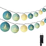 DeepDream Cotton Ball Lichterkette, 5m 20 LED Kugeln Lichterkette Innen...