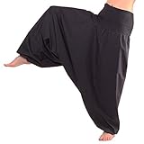 Leucht-Welten Pumphose Aladinhose Tiefer Schritt Haremshose Schwarz...