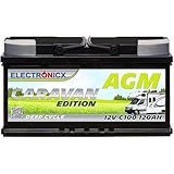 ELECTRONICX AGM Batterie 12V 120Ah C100 Caravan Edition – Wartungsfrei,...