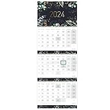 3-Monatskalender 2024 Wandkalender mit Datumsschieber [Mondscheinblüten] Dez...