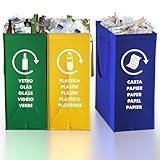 TP HOME® Mülltrennsystem 3fach - Taschen Mülleimer 3 Fächer für Innen und...
