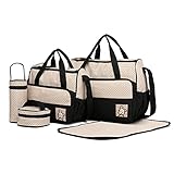 Miss Lulu 5er-Set Baby Wickeltasche Babytasche Tasche Mutter Windeltasche...