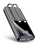 Powerbank 26800mAh Schnellladegerät mit 3 Anschlüssen & 2 integrierten Kabeln,...