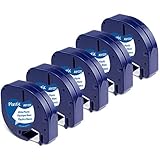 5 x Aken A91221 Bänder Kompatibel mit Dymo Etikettenband Letratag 12mm x 4m...