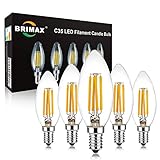 BRIMAX E14 LED Dimmbare Glühbirnen Warmweiss 2700K Kerzen Lampen 6W=60W C35 LED...