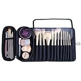 ONEGenug Make-up Pinsel Tasche Kosmetiktasche mit 12 Bürstenhalter Reise Schminktasche Kulturbeutel Makeup Bag Schwarz