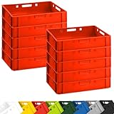 BURI 10 Stück Fleischkiste E1 Lagerkiste 60x40x12,5 cm Metzgerkiste Eurobox Rot...