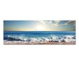 Paul Sinus Art Panoramabild auf Leinwand und Keilrahmen 150x50cm Meer Strand...