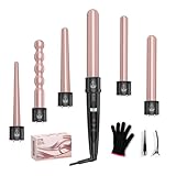 Lockenstab NWOUIIAY 6 in 1 LCD Lockenstab Set mit Keramischer Beschichtung...
