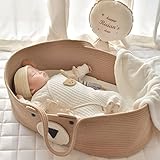 Yuehuamech Baby Moses Basket Portable Baby Bed Handheld Moses Basket Cotton Rope...