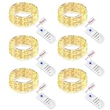 btfarm 6 Stück Lichterkette Batterie mit Timer 3 Modi, 2M 20 LED Silberdraht...