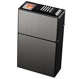 2 in 1 Aluminium Zigarettenetui mit Feuerzeug Elektronisch, für 20 Stück...