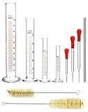 QWORK 4 Pcs Messzylinder Glas, 5 ml/10 ml/50 ml/100 ml, mit 3 Pcs Glaspipetten,...