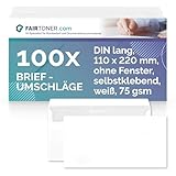 FairToner Briefumschlag DIN Lang Selbstklebend, (100 Stück) mit Innendruck in...