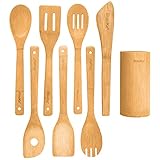 Küchenhelfer Set aus Holz 8-teilig - Küchenutensilien Pfannenwender Set Holz -...