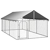 vidaXL Outdoor Hundezwinger Dach 400x200x150cm Hundekäfig Hundehaus Hundehütte